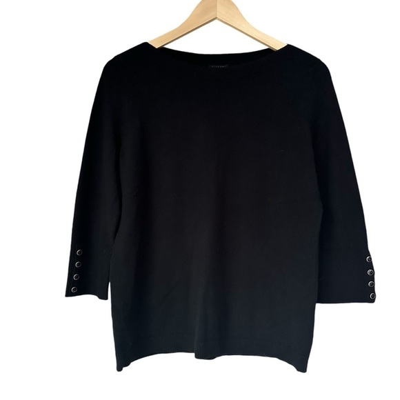 Talbots 100% Pure Cashmere 3/4 Sleeve Black Sweater, MP - Picture 1 of 6